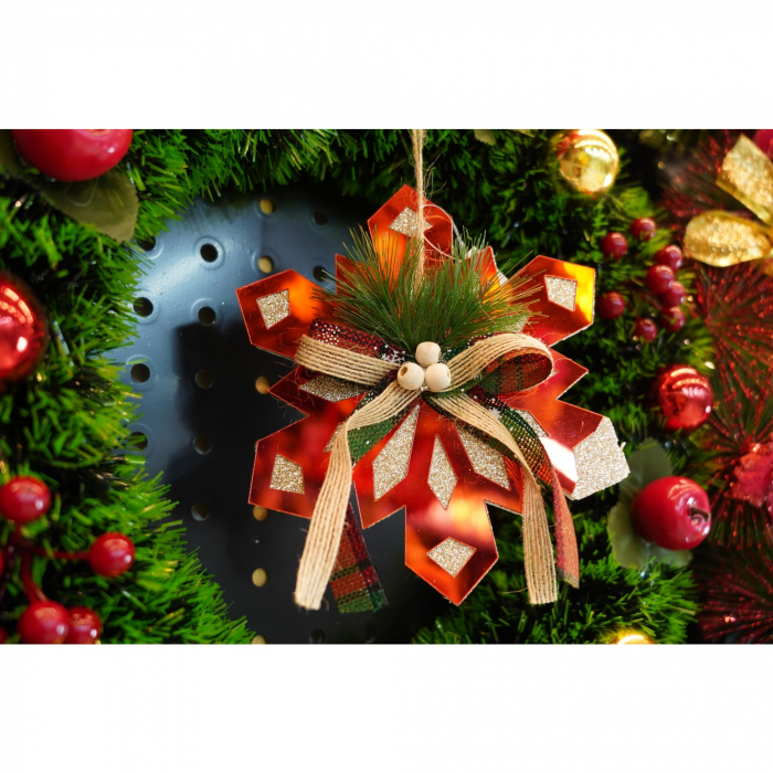 Ornament brad, Flippy, Fulg de nea, Rosu, Lucios, 15*15CM, Acril, Interior/ Exterior [2]