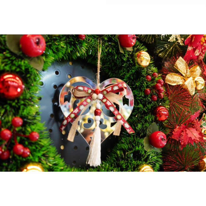 Ornament brad, Flippy, Inima, Argintiu, Lucios, 14*26CM, Acril, Interior/ Exterior [2]