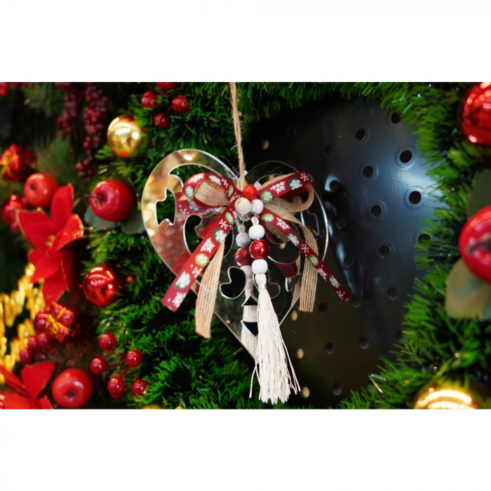 Ornament brad, Flippy, Inima, Argintiu, Lucios, 14*26CM, Acril, Interior/ Exterior [4]
