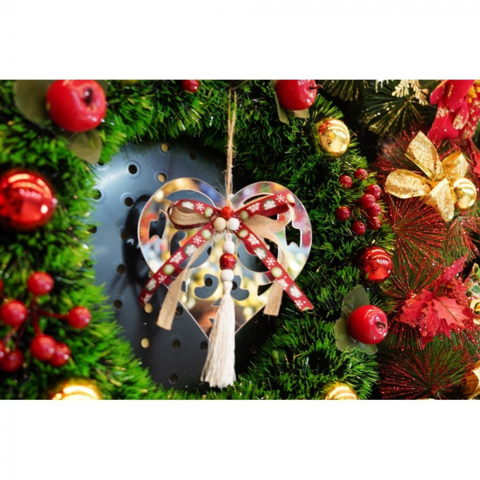 Ornament brad, Flippy, Inima, Argintiu, Lucios, 14*26CM, Acril, Interior/ Exterior [7]