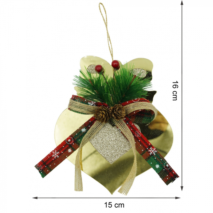 Ornament brad, Flippy, Inima, Auriu, Lucios, 15*16CM, Acril, Interior/ Exterior [5]