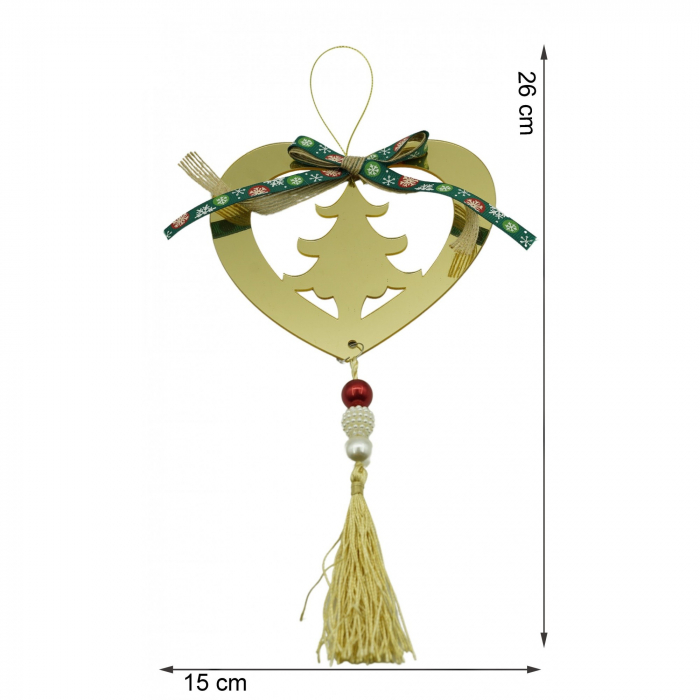Ornament brad, Flippy, Inima, Auriu, Lucios, 15*26CM, Acril, Interior/ Exterior [6]