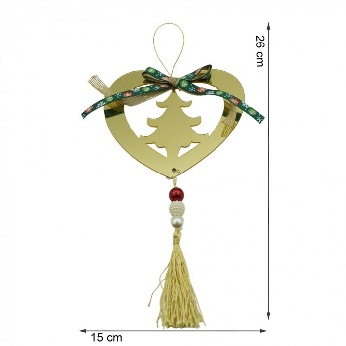 Ornament brad, Flippy, Inima, Auriu, Lucios, 15*26CM, Acril, Interior/ Exterior [11]