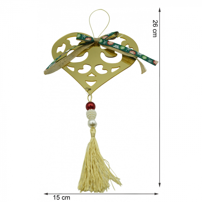 Ornament brad, Flippy, Inima, Auriu, Lucios, 15*26CM, Acril, Interior/ Exterior [6]