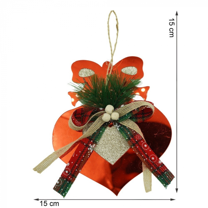 Ornament brad, Flippy, Inima, Rosu, Lucios, 15*15CM, Acril, Interior/ Exterior [11]