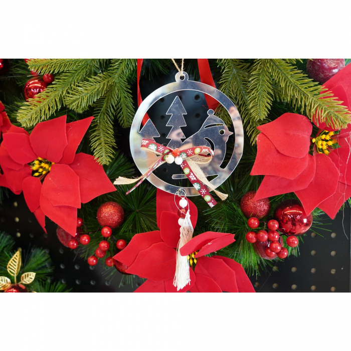 Ornament brad, Flippy, Pasare, Argintiu, Lucios, 14*26CM, Acril, Interior/ Exterior [2]