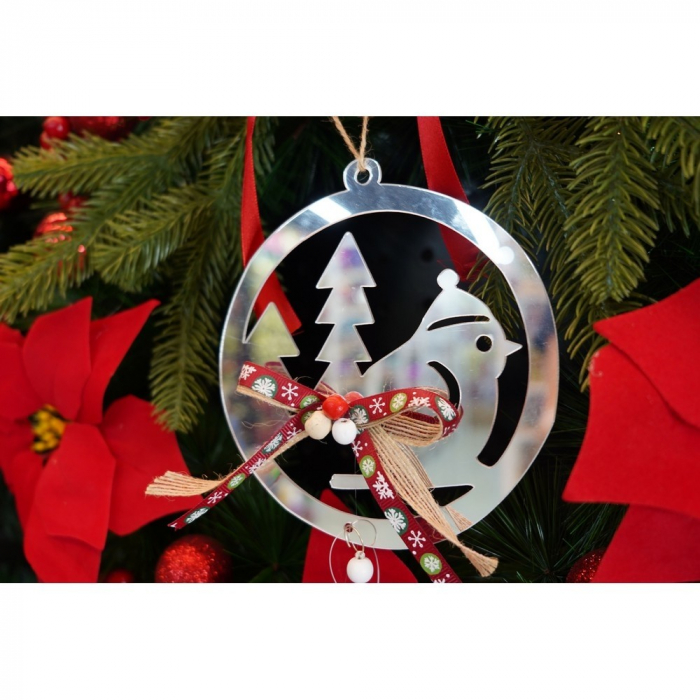 Ornament brad, Flippy, Pasare, Argintiu, Lucios, 14*26CM, Acril, Interior/ Exterior [8]