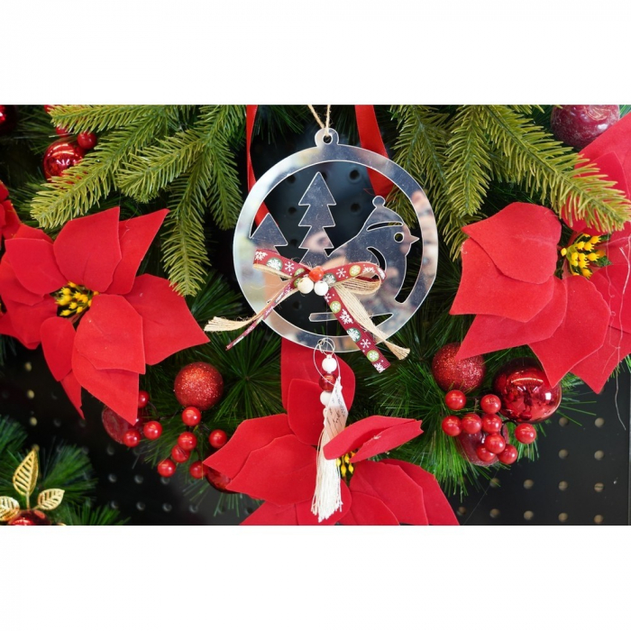 Ornament brad, Flippy, Pasare, Argintiu, Lucios, 14*26CM, Acril, Interior/ Exterior [7]