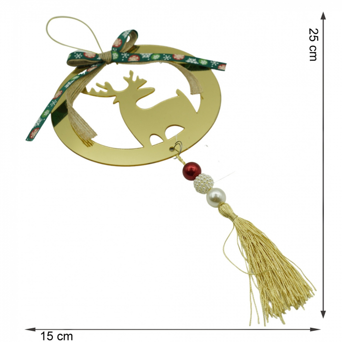 Ornament brad, Flippy, Ren, Auriu, Lucios, 15*25CM, Acril, Interior/ Exterior [6]