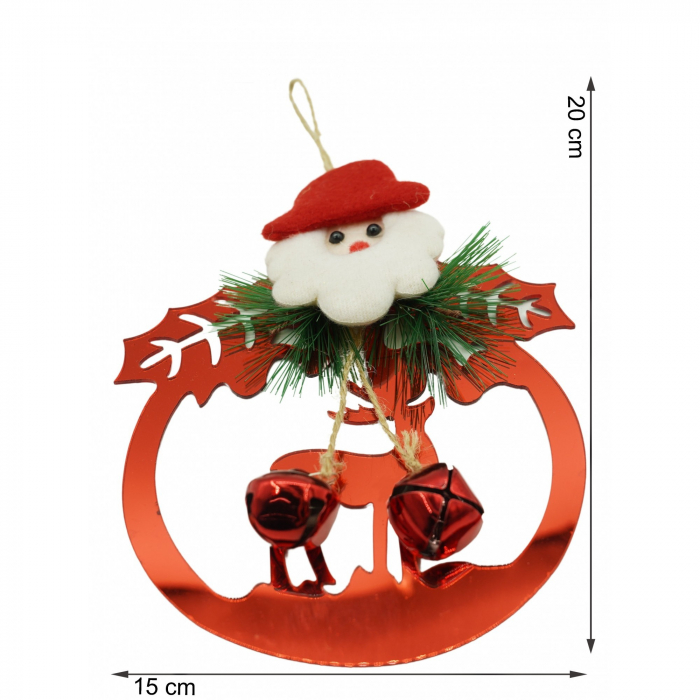 Ornament brad, Flippy, Ren cu clopotei, Rosu, Lucios, 15*20CM, Acril, Interior/ Exterior [6]