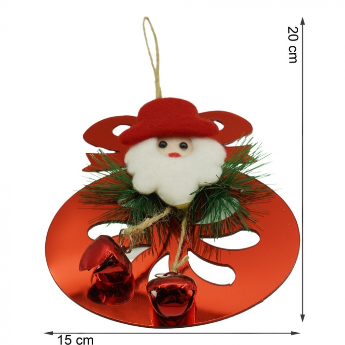 Ornament brad, Flippy, Rotund cu clopotei, Rosu, Lucios, 15*20CM, Acril, Interior/ Exterior [11]