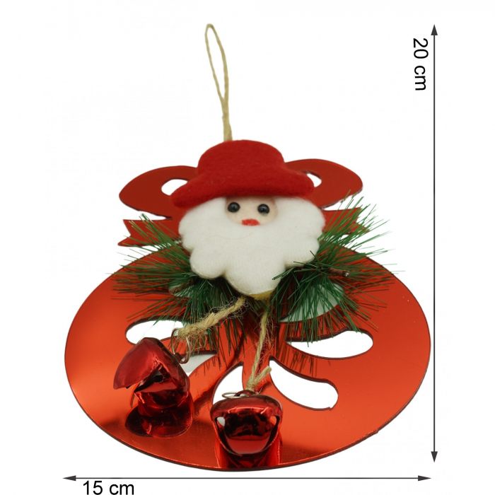 Ornament brad, Flippy, Rotund cu clopotei, Rosu, Lucios, 15*20CM, Acril, Interior/ Exterior [6]