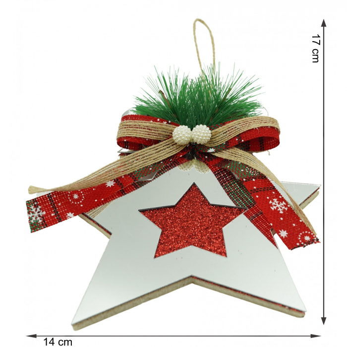 Ornament brad, Flippy, Stea, Argintiu, Lucios, 14*17CM, Acril, Interior/ Exterior [6]