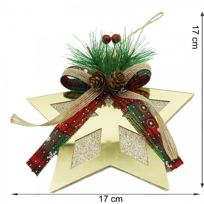 Ornament brad, Flippy, Stea, Auriu, Lucios, 17*17CM, Acril, Interior/ Exterior [6]