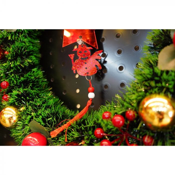Ornament brad, Flippy, Stea, Om de zapada, Rosu, Lucios, 10*28CM, Acril, Interior/ Exterior [4]