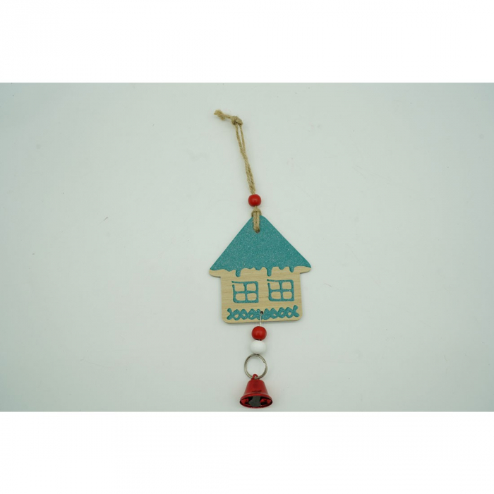 Ornament de brad casuta, Flippy, multicolor, lemn, 18 cm [5]