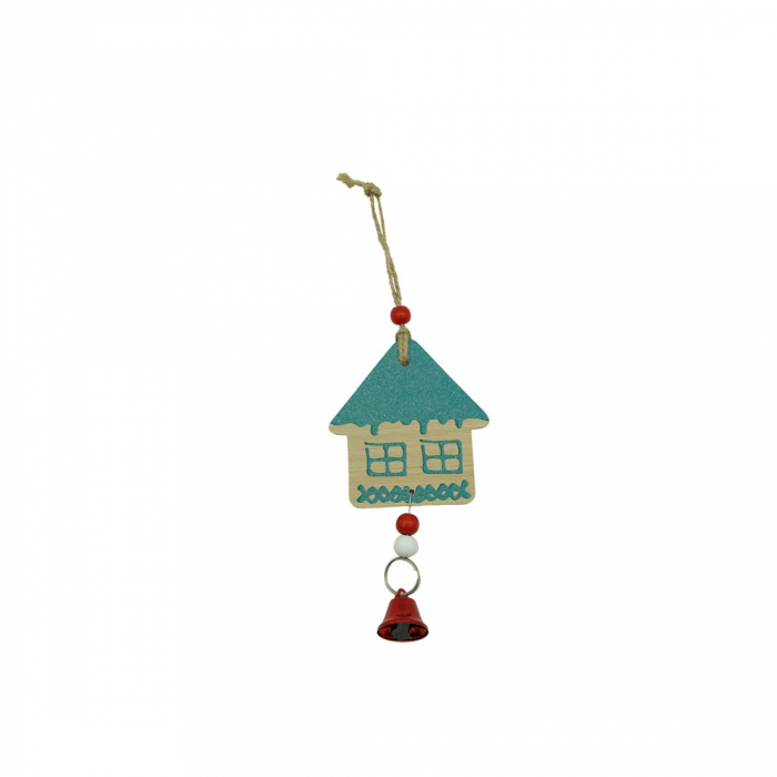 Ornament de brad casuta, Flippy, multicolor, lemn, 18 cm [2]