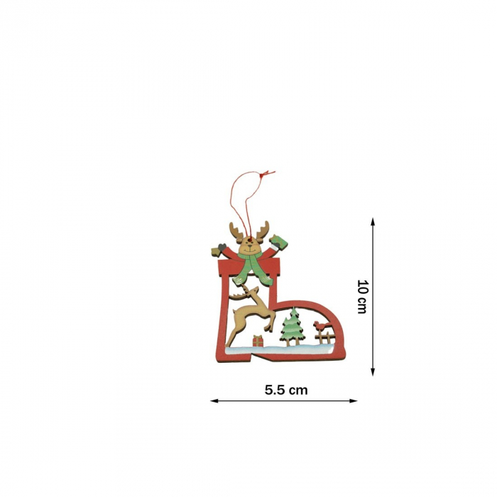 Ornament de brad cerb, Flippy, multicolor, lemn, 10 cm [6]