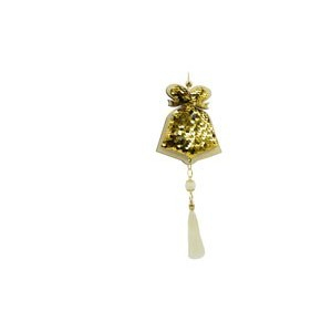 Ornament de brad clopotel cu paiete model 2, Flippy, auriu, lemn, 36 cm [6]