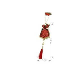 Ornament de brad clopotel cu paiete model 2, Flippy, rosu, lemn, 36 cm [9]