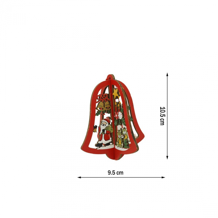 Ornament de brad clopotel, Flippy, multicolor, lemn, 10.5x9.5 cm [6]