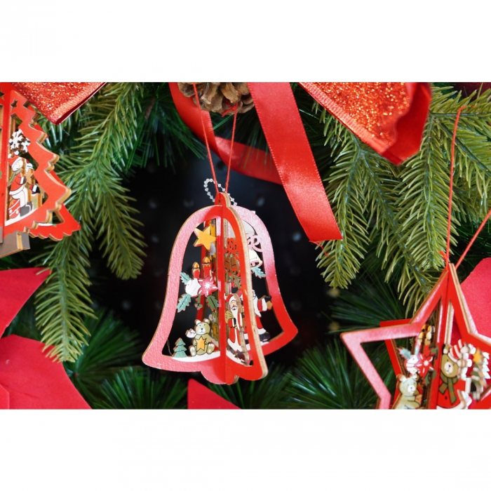 Ornament de brad clopotel, Flippy, multicolor, lemn, 10.5x9.5 cm [4]