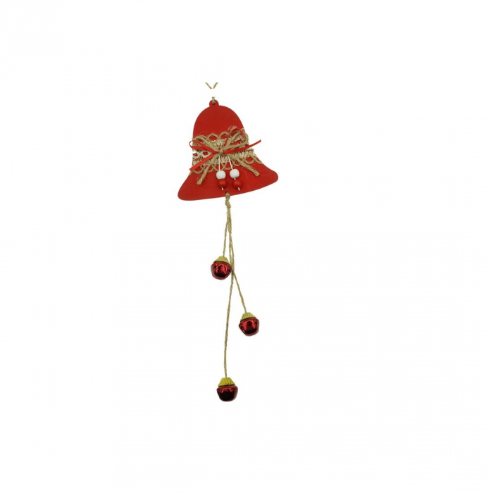 Ornament de brad clopotel, Flippy, rosu, lemn/textil, 36 cm [2]