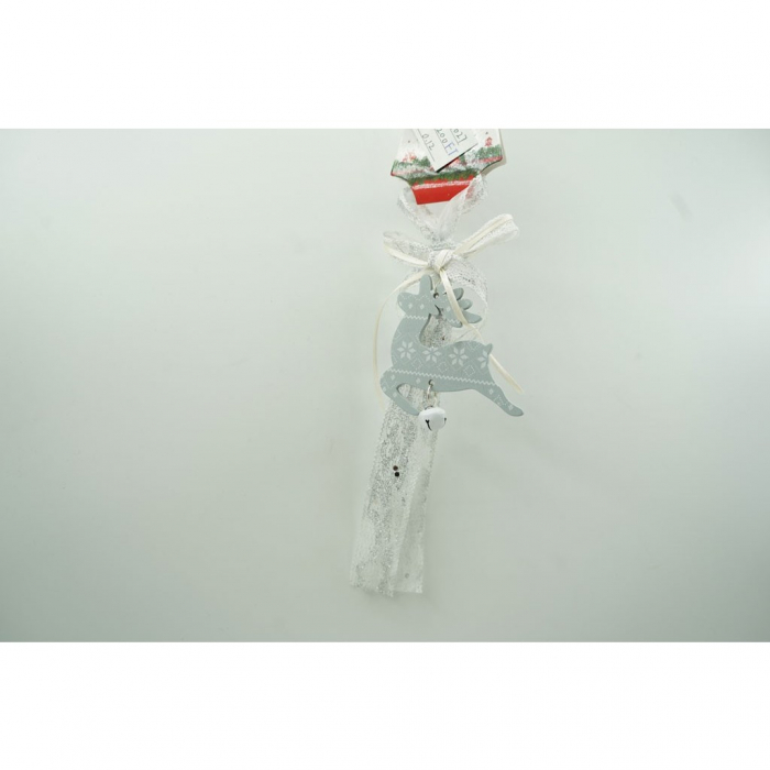Ornament de brad craciun cerb, Flippy, gri, lemn, 25 cm [1]