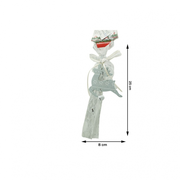 Ornament de brad craciun cerb, Flippy, gri, lemn, 25 cm [3]