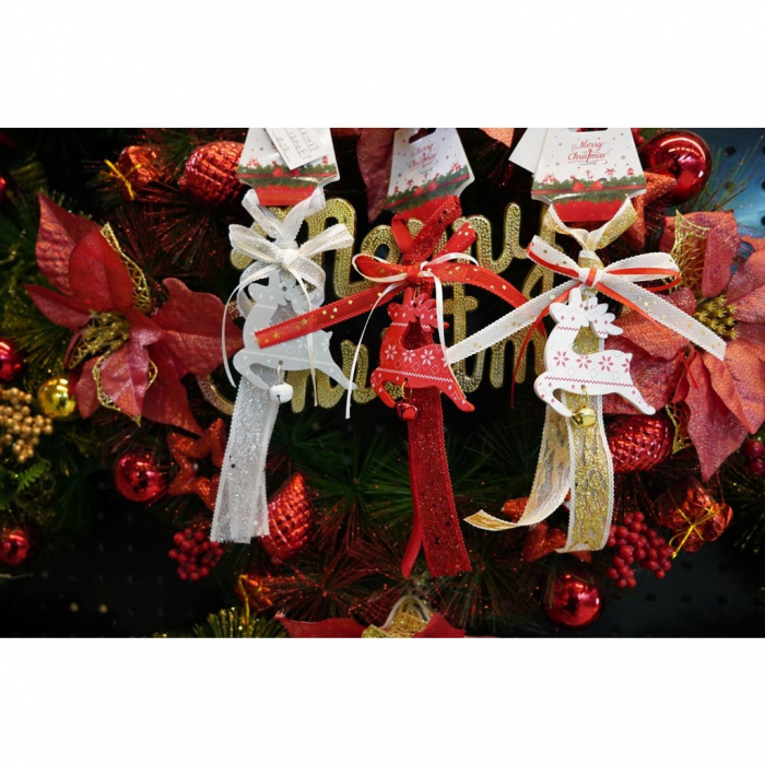 Ornament de brad craciun cerb, Flippy, gri, lemn, 25 cm [5]