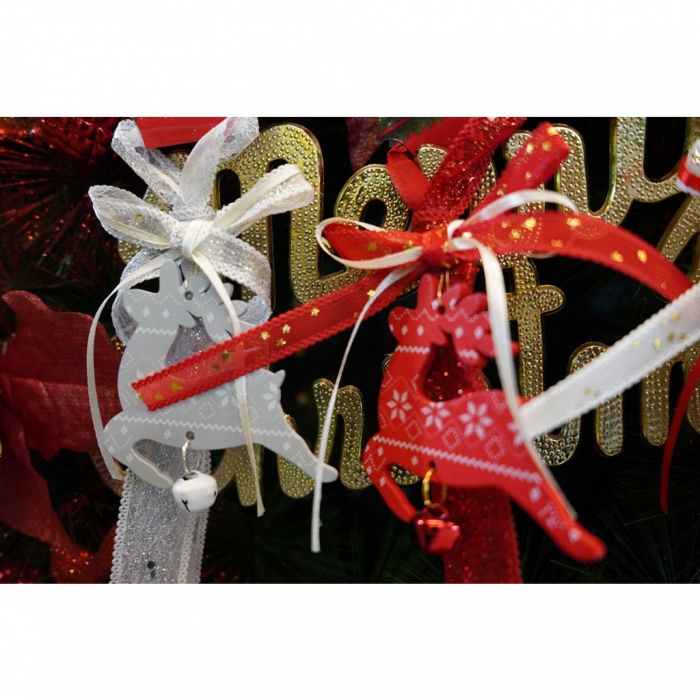 Ornament de brad craciun cerb, Flippy, gri, lemn, 25 cm [7]