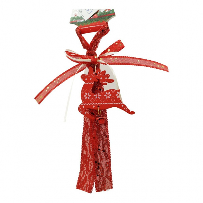 Ornament de brad craciun cerb, Flippy, rosu, lemn, 25 cm [3]