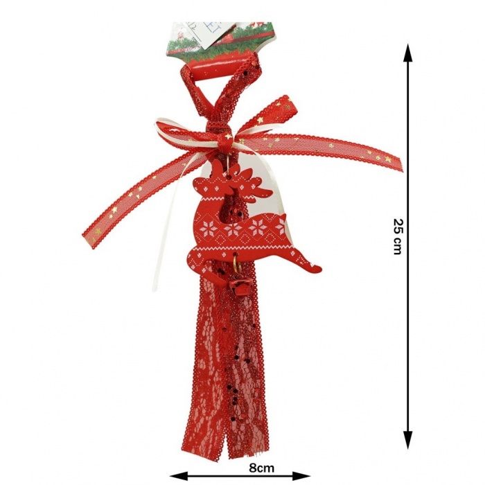 Ornament de brad craciun cerb, Flippy, rosu, lemn, 25 cm [4]