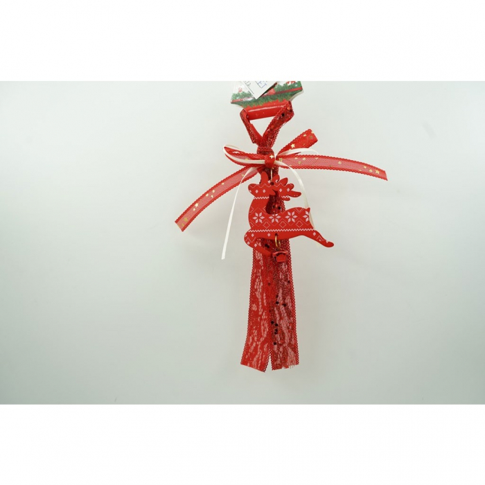 Ornament de brad craciun cerb, Flippy, rosu, lemn, 25 cm [2]