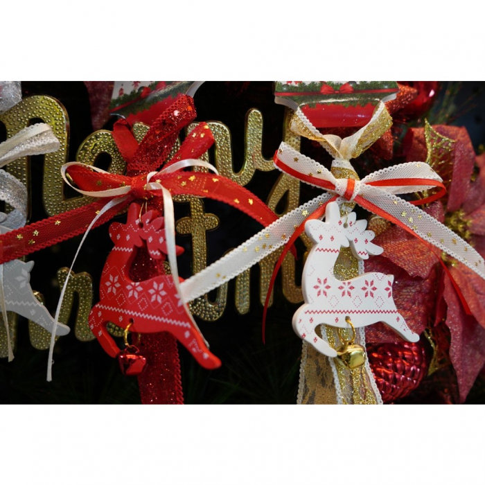 Ornament de brad craciun cerb, Flippy, rosu, lemn, 25 cm [9]