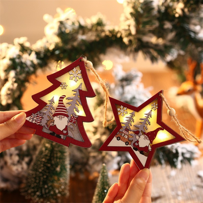 Ornament de Brad, Flippy, cu Lumini LED, din Lemn, Figurina Elf, Model Brad, Multicolor [7]
