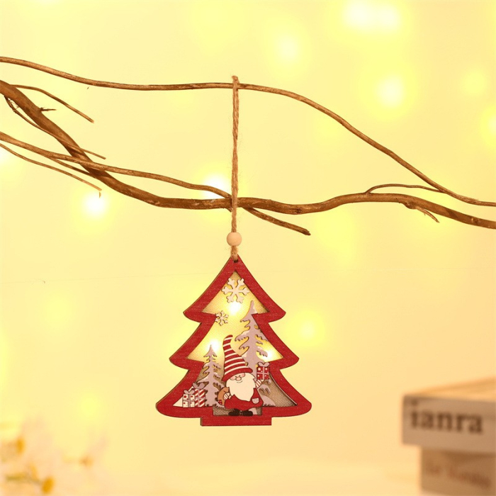 Ornament de Brad, Flippy, cu Lumini LED, din Lemn, Figurina Elf, Model Brad, Multicolor [5]
