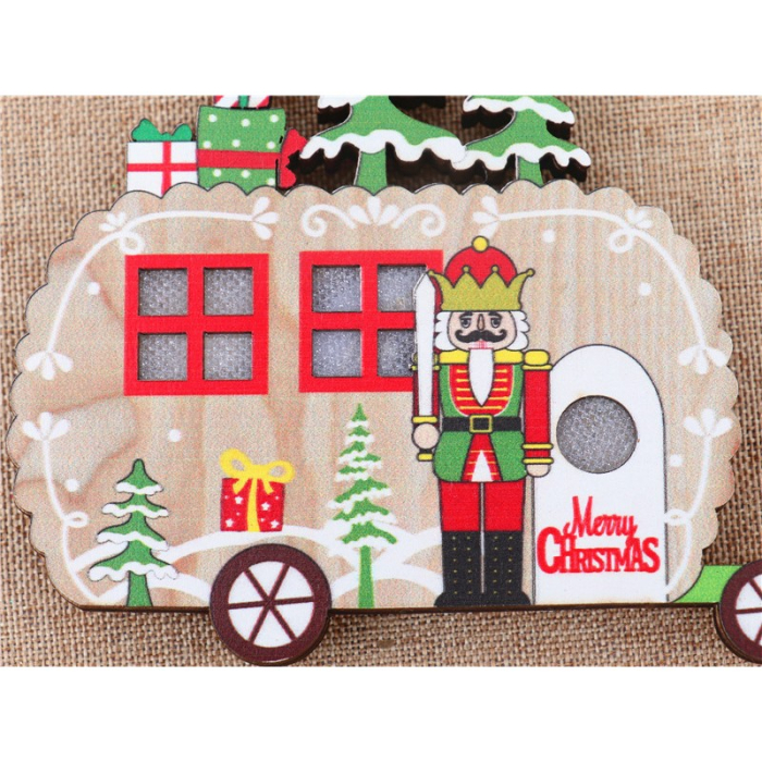 Ornament de Brad, Flippy, cu Lumini LED, din Lemn, Figurina Spargatorul de Nuci, Model Masina, Multicolor [7]