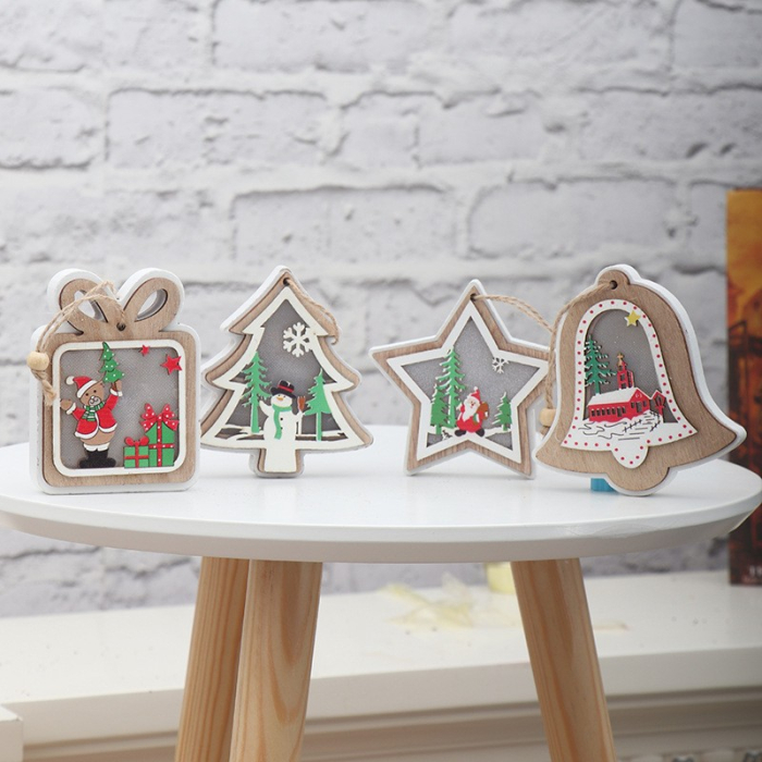 Ornament de Brad, Flippy, cu Lumini LED, din Lemn, Model Brad, Multicolor [4]