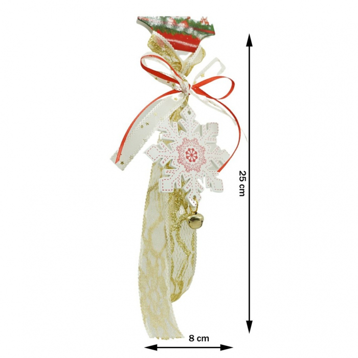 Ornament de brad fulg de nea, Flippy, alb, lemn, 25 cm [4]