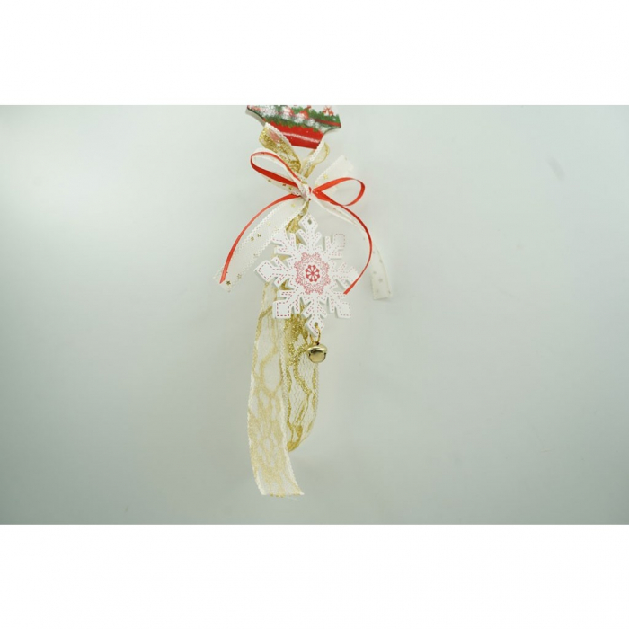 Ornament de brad fulg de nea, Flippy, alb, lemn, 25 cm [2]