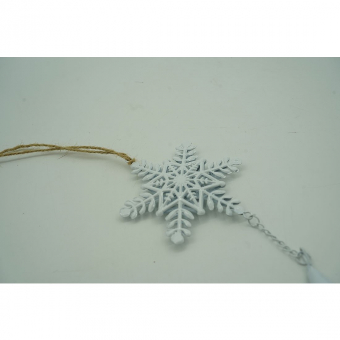 Ornament de brad fulg de nea, Flippy, alb, metal, 20 cm [5]