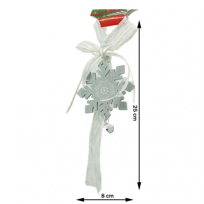 Ornament de brad fulg de nea, Flippy, gri, lemn, 25 cm [4]