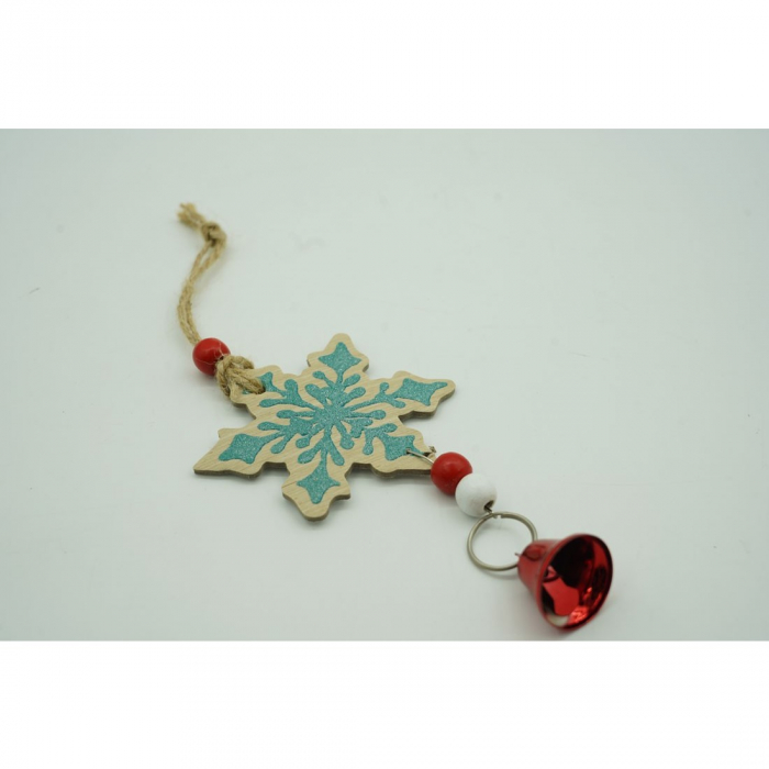 Ornament de brad fulg de nea, Flippy, multicolor, lemn, 18 cm [4]