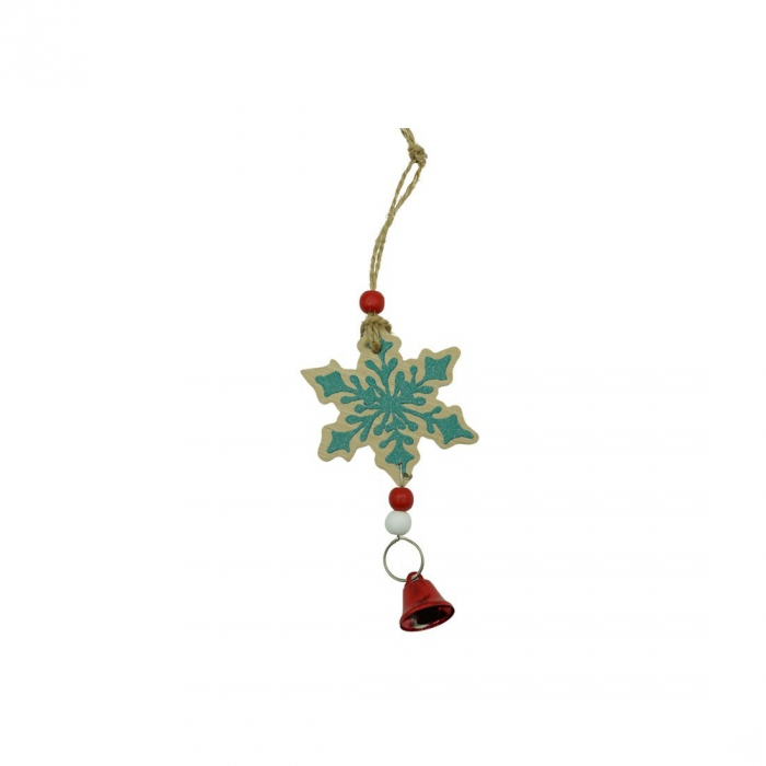 Ornament de brad fulg de nea, Flippy, multicolor, lemn, 18 cm [1]