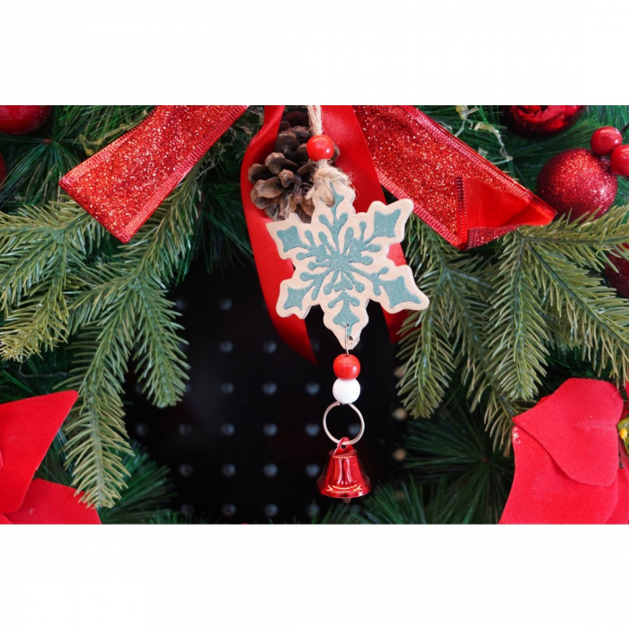 Ornament de brad fulg de nea, Flippy, multicolor, lemn, 18 cm [3]