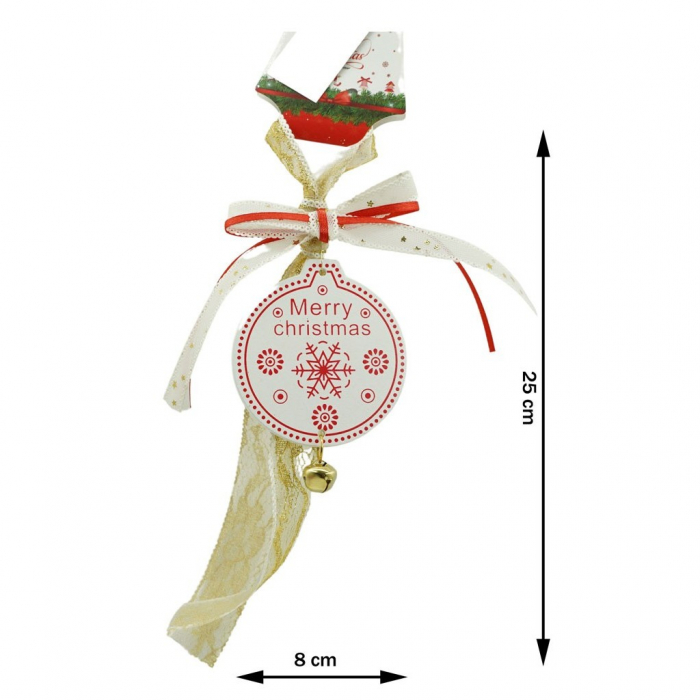 Ornament de brad medalion, Flippy, alb, lemn, 25 cm [1]