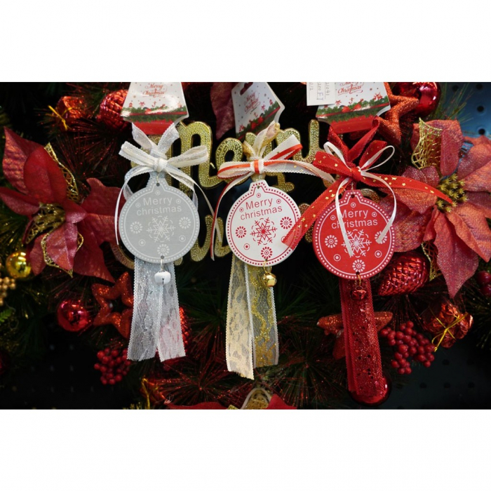 Ornament de brad medalion, Flippy, alb, lemn, 25 cm [5]