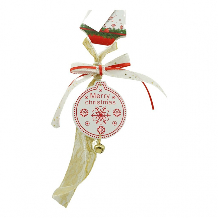 Ornament de brad medalion, Flippy, alb, lemn, 25 cm [4]