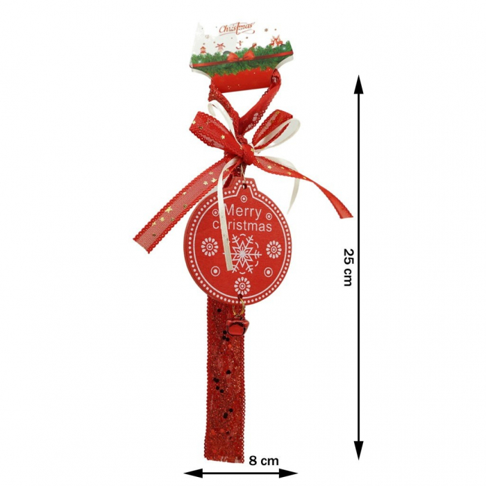 Ornament de brad medalion, Flippy, rosu, lemn, 25 cm [4]